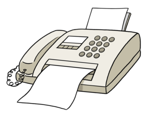 Bild vergrößern: Das Bild zeigt ein Fax-Gert. Ein Fax-Papier kommt daraus hervor.
